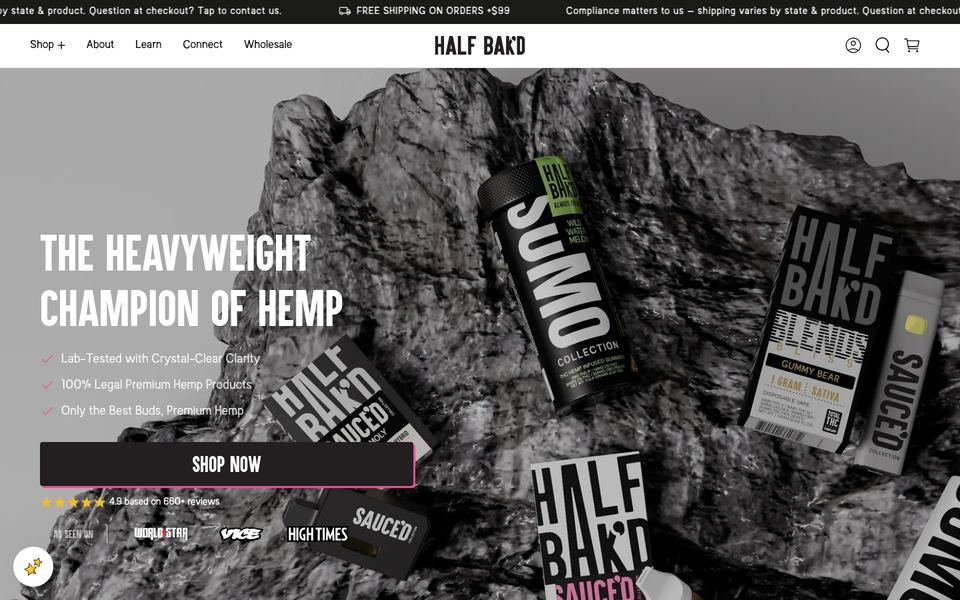 HALF BAK'D homepage screenshot