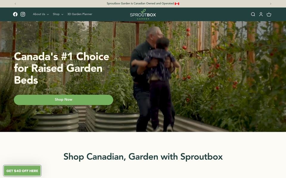 Sproutbox Garden homepage