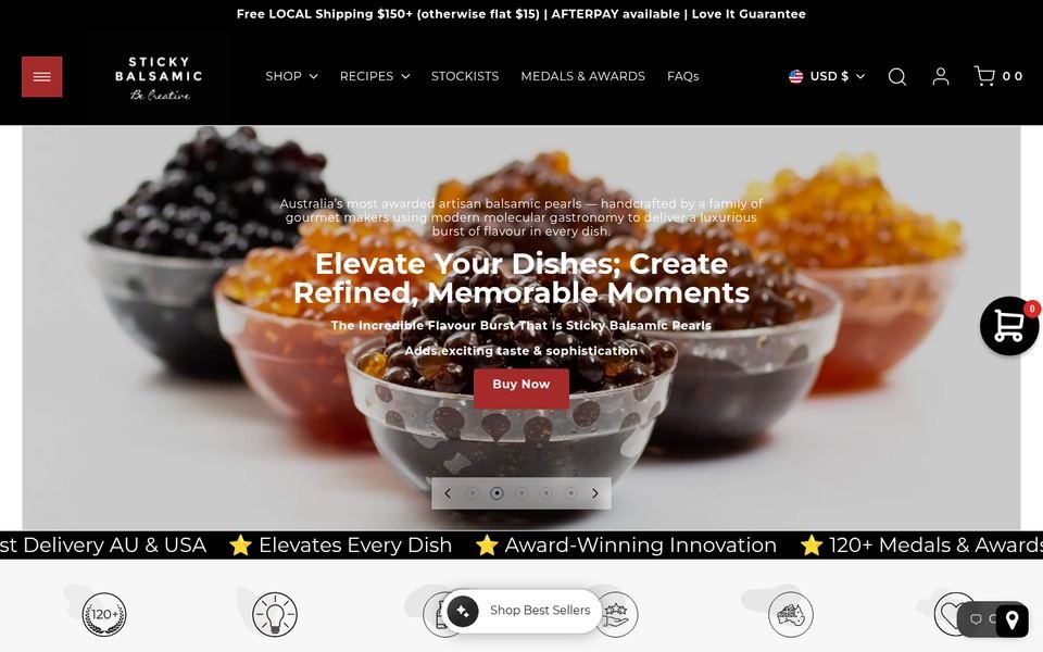 Sticky Balsamic homepage screenshot
