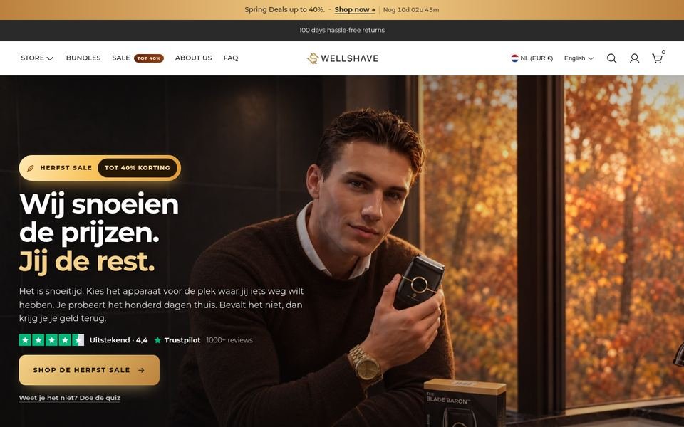 Wellshave homepage screenshot